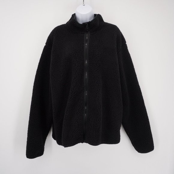 Joe Fresh Other - Joe Fresh NWOT Men's Black Long Sleeve Full Zip Sherpa Faux Fur Sweatshirt L